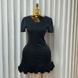 EVE V Neck Short Sleeve Slim Mini Dress GADE-11502