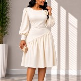 EVE Plus Size Solid Color Irregular Midi  Dress GATE-655