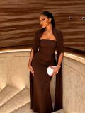 EVE Long Sleeve Patchwork Slim Maxi Dress GADE-11561