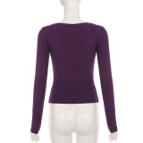 EVE Contrast Color Long Sleeve T Shirt GPKJ-MR52518