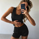 EVE Solid Color Sleeveless Tank Top Sports Short Suit GPKJ-MR52302
