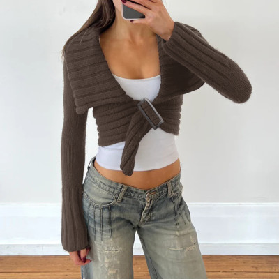 EVE Long Sleeve Lapel Sweater Coats GPKJ-MR51403