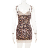 EVE Leopard Printed Lace Patchwork Mini Dress GPKJ-MR52362