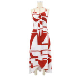 EVE Printed Irregular Sling Maxi Dress GYLY-11175