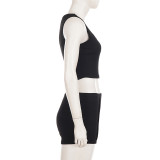 EVE Solid Color Sleeveless Tank Top Sports Short Suit GPKJ-MR52302