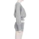 EVE Slash Shoulder Long Sleeve Sport Short Suit GPKJ-MR52085