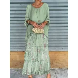 EVE Plus Size Chiffon Mesh Bat Sleeve Maxi Dress GQLK-8699