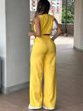 EVE Solid Color Sleeveless Two Piece Pants Set MIL-L343