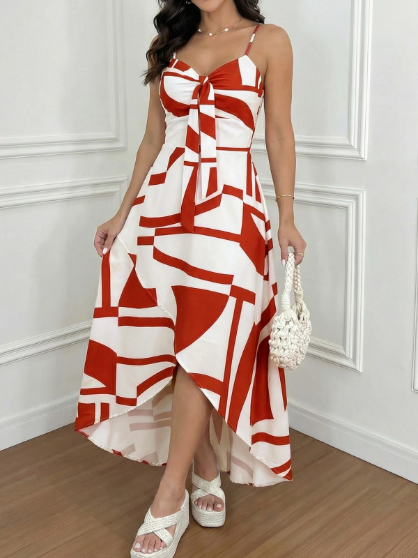 EVE Printed Irregular Sling Maxi Dress GYLY-11175