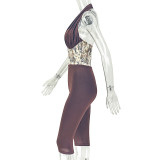 EVE Printed V Neck Halterneck Jumpsuit GJYO-JP006533