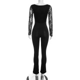 EVE Lace Long Sleeve Square Neck Jumpsuit GDSF-J26JP476