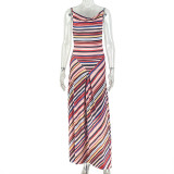 EVE Stripe Color Block Sleeveless Maxi Dress GJYO-JD305976