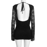 EVE Lace Long Sleeve Backless Mini Dress GSZM-D26DS420
