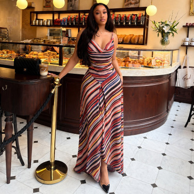 EVE Stripe Color Block Sleeveless Maxi Dress GJYO-JD305976