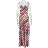 EVE Stripe Color Block Sleeveless Maxi Dress GJYO-JD305976