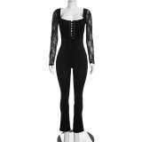 EVE Lace Long Sleeve Square Neck Jumpsuit GDSF-J26JP476