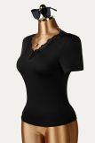 EVE Lace Patchwork Short Sleeve T Shirt GXIY-K26L2665