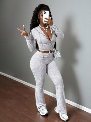 EVE Knits Long Sleeve Sweatshirt Two Piece Pants Set GHYX-TJY8125