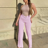 EVE Solid Color High Waist Casual Pants GHYX-H042