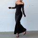 EVE Long Sleeve Lace Patchwork Maxi Dress FL-YL24526MHO