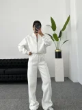 EVE Long Sleeve Zipper Coat Two Piece Pants Set YMZY-56167