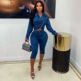 EVE Long Sleeve Zipper Two Piece Pants Set MEM-88732