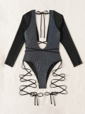 EVE Sexy Hollow Out Tie Up One Piece Swimsuit DYSC-DY22A170YYB101013