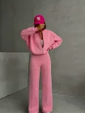 EVE Long Sleeve Zipper Coat Two Piece Pants Set YMZY-56167