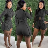 Solid Color Patchwork Long Sleeve Romper GAKF-YM0804