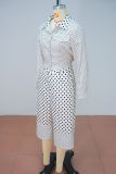 EVE Polka Dot Printed Lapel Shirt Wide Leg Pants Suit GANY-LB3235