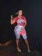 EVE Printed Short Sleeve T Shirt Two Piece Pants Set GNJF-NJ9013