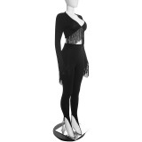 EVE Tassel Long Sleeve Top Two Piece Pants Set MXBF-D26ST405