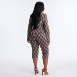 EVE Plaid Printed Long Sleeve Two Piece Pants Set MXBF-J26ST431