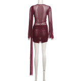 EVE Mesh Patchwork See Through Mini Dress GZJQ-K6D21647A