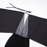 EVE Polka Dot Printed Chiffon Deep V-neck Mini Dress GDSF-Q26DS269