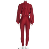 EVE Bat Sleeve Hollow Out Top Two Piece Pants Set GDSF-D26ST430