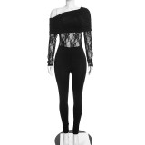 EVE Slash Shoulder Long Sleeve Lace Jumpsuit MXBF-J26JP487