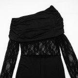 EVE Slash Shoulder Long Sleeve Lace Jumpsuit MXBF-J26JP487