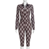 EVE Plaid Printed Long Sleeve Two Piece Pants Set MXBF-J26ST431