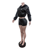 EVE Long Sleeve Zipper Leather Jackets Short Suit MEM-88734