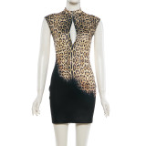 EVE Leopard Printed Hollow Out Backless Bandage Dress GZJQ-K6D21055A