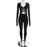 EVE Tassel Long Sleeve Top Two Piece Pants Set MXBF-D26ST405