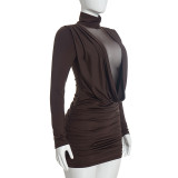 EVE Long Sleeve Mesh Patchwork Mini Dress GDSF-Q26DS263