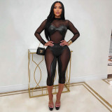 EVE See Through Mesh Long Sleeve Jumpsuit MXBF-J26JP470