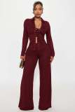 EVE Lapel Long Sleeve Shirt Two Piece Pants Set GKYS-2573