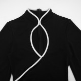 EVE Solid Color Long Sleeve Hollow Out Mini Dress GSZM-C26DS445