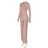 EVE Leopard Printed Long Sleeve Hooded Pants Suit GLAG-S4616686G