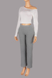 EVE Slash Shoulder Long Sleeve Two Piece Pants Set YWXS-K26L3053
