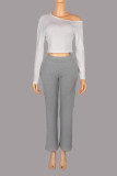 EVE Slash Shoulder Long Sleeve Two Piece Pants Set YWXS-K26L3053