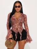 EVE Long Sleeve Printed Ruffles Tops GKYS-2559